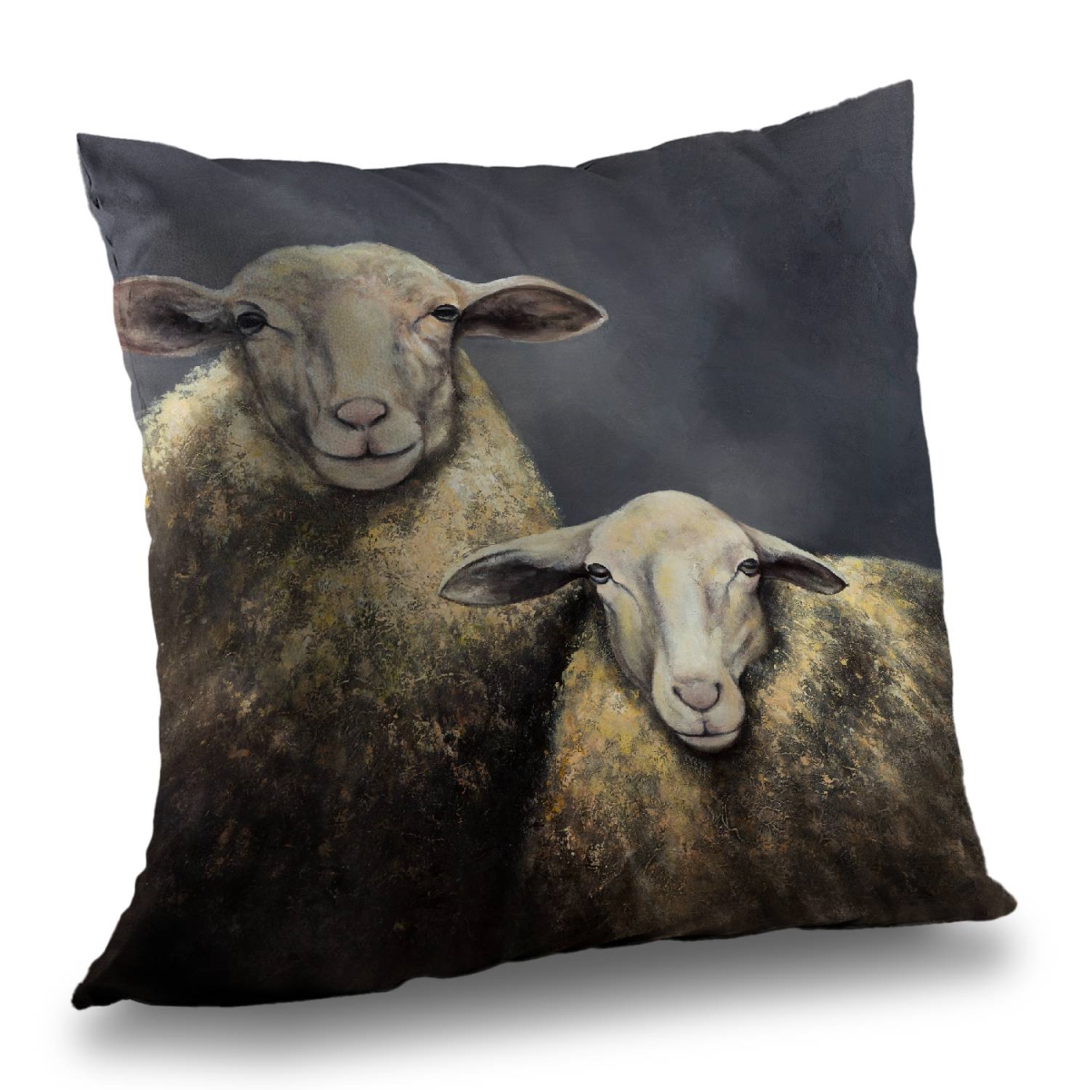 C1PT1414DK5S89 14 x 14 in. Two Sheeps Beige Poly Twill Throw Pillow Insert - Home Decor