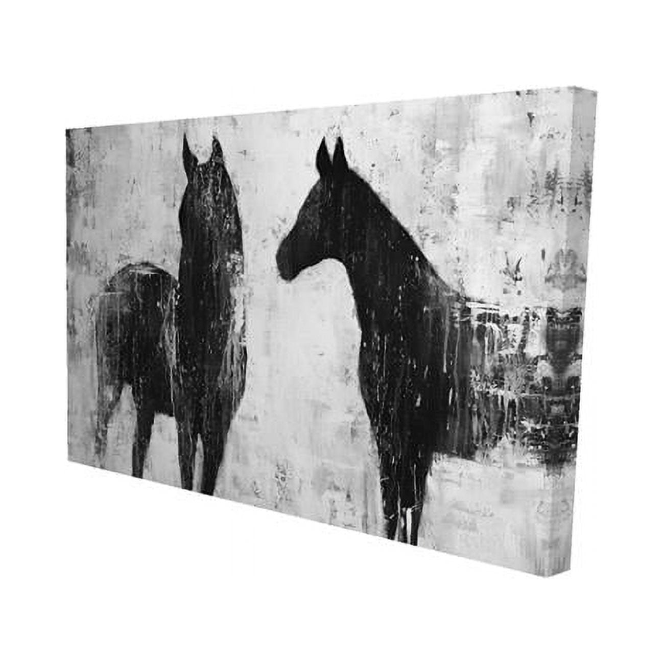 12 x 18 in. Black & White Horses-Print on Canvas