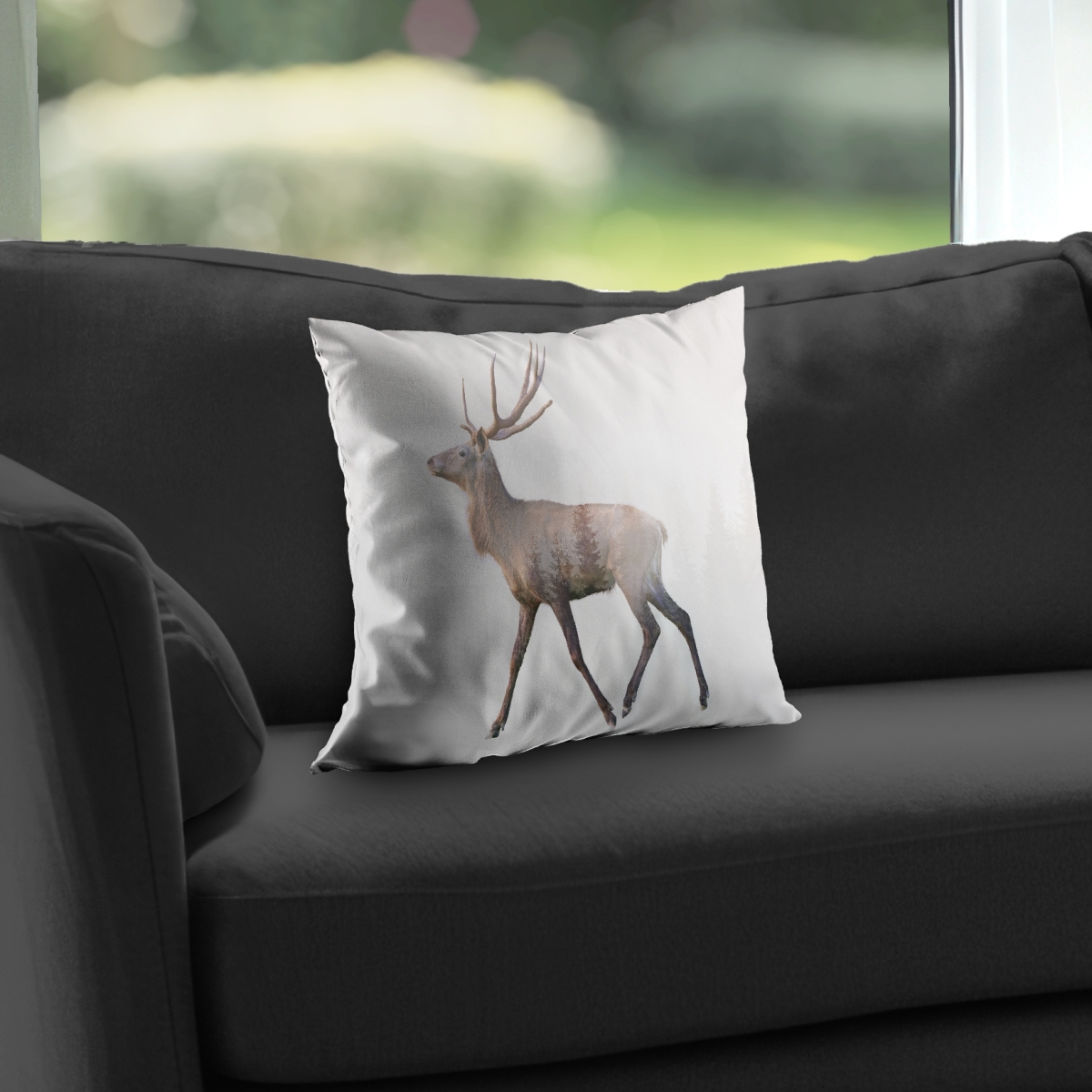 C1PT1414FJRYR2 14 x 14 in. Deer & Forest Poly Twill Throw Pillow Insert for Home Decor