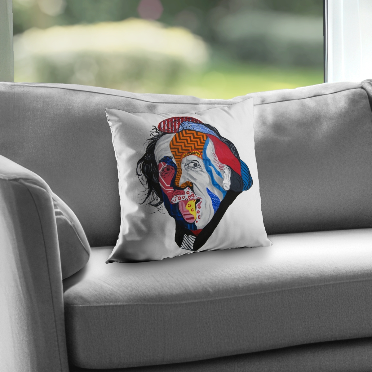 C1PT14141U3I0T 14 x 14 in. Abstract Albert Einstein Pop Art Throw Pillow - Man Cave Decor