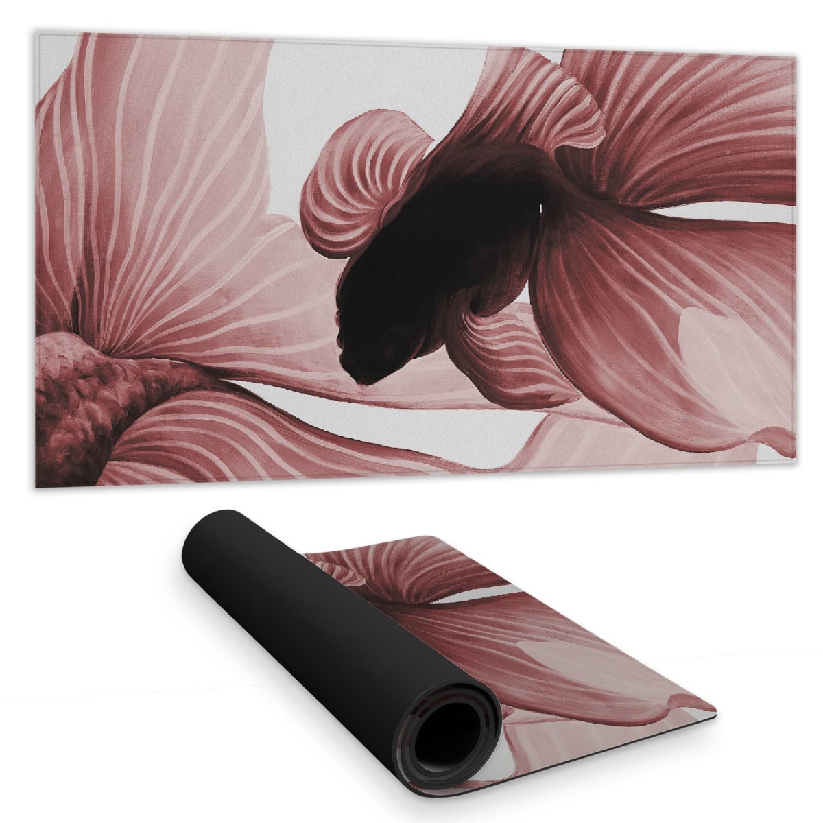 C1DM1531TS7VIJ 16 x 32 in. White Desk Mat - Two Red Betta Design - Home Decor
