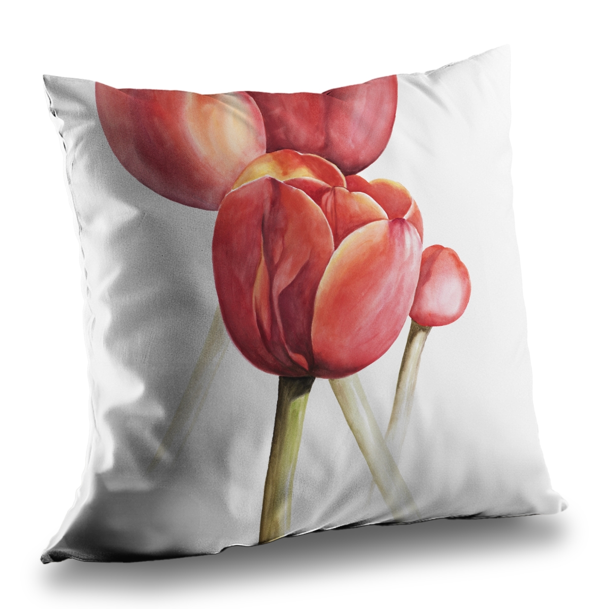 C1PT1414A2N4ZC 14 x 14 in. Blossoming Tulips Closeup - Rustic Poly Twill Throw Pillow