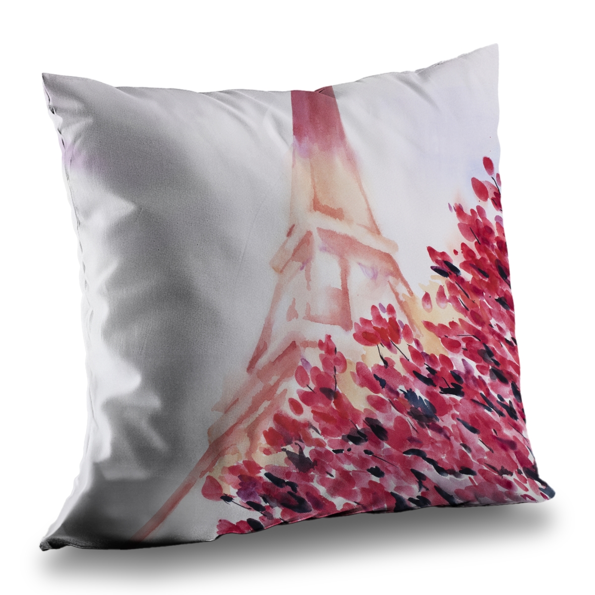 C1PT1414214NM4 14 x 14 in. Pink Eiffel Tower Throw Pillow - Romantic Home Decor Insert
