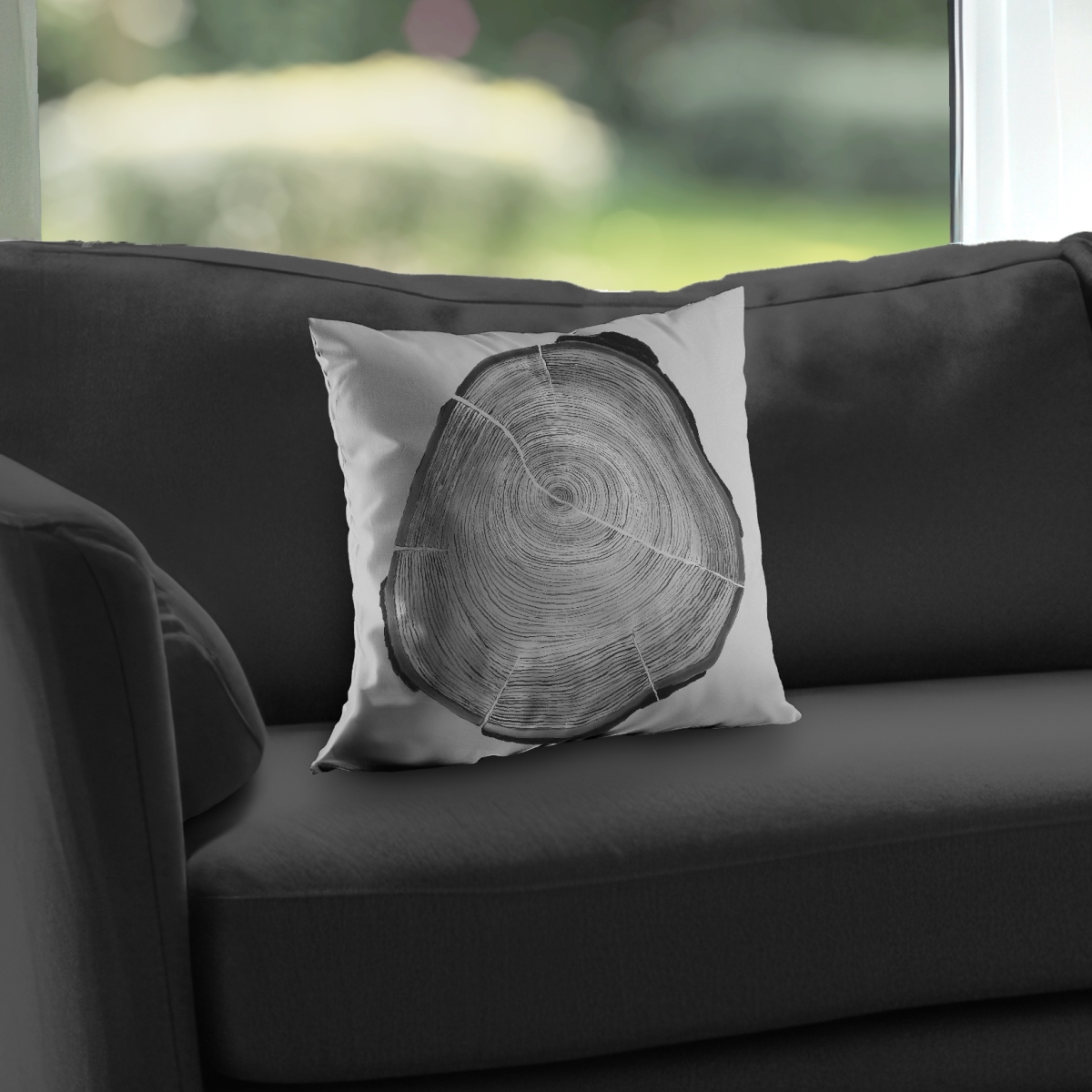 C1PT1414S0KT43 14 x 14 in. Grayscale Wood Log Trees Still Life Throw Pillow - Home Decor