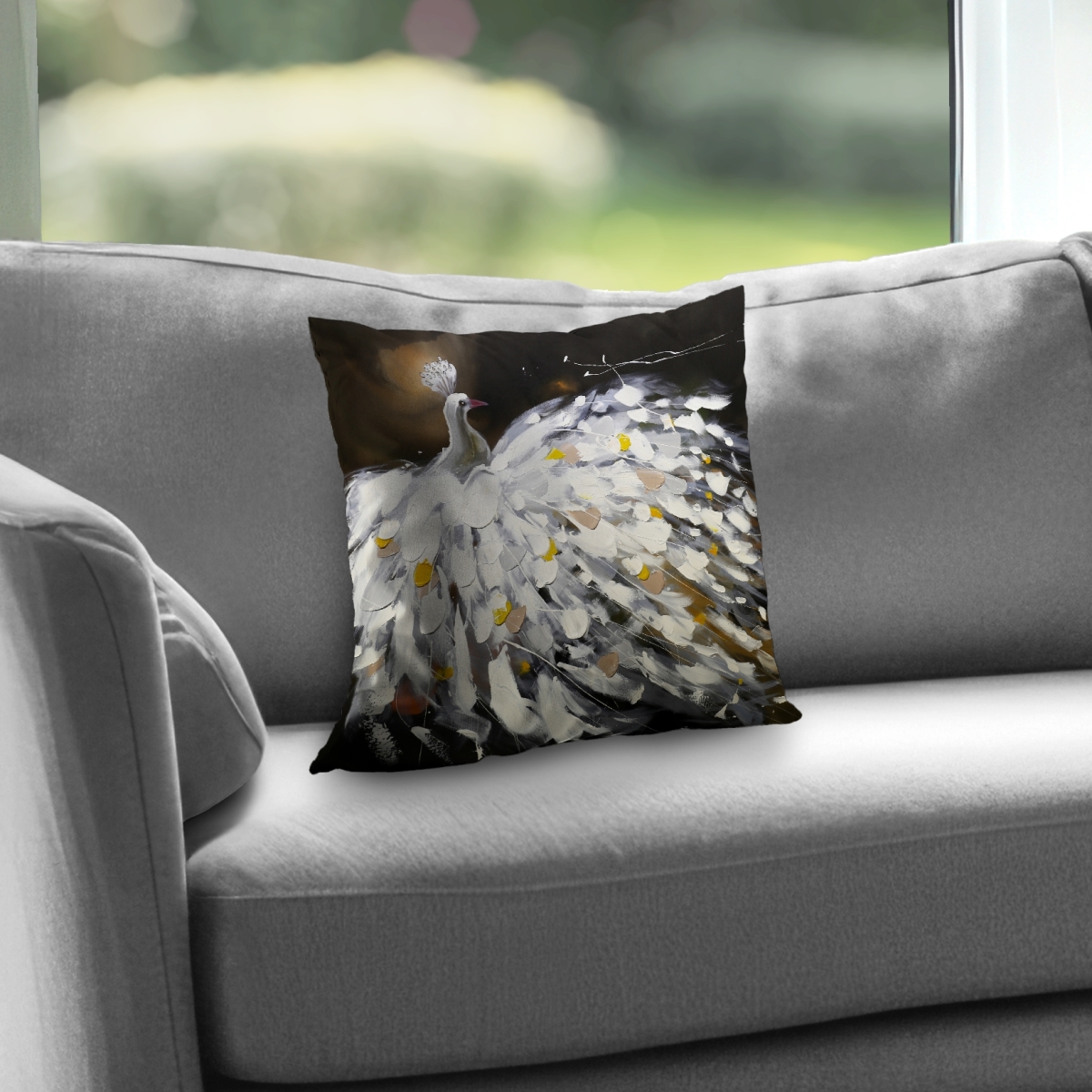 C1PT1414HKIBBQ 14 x 14 in. Abstract Peacock - Brown Poly Twill Throw Pillow Insert - Home Decor