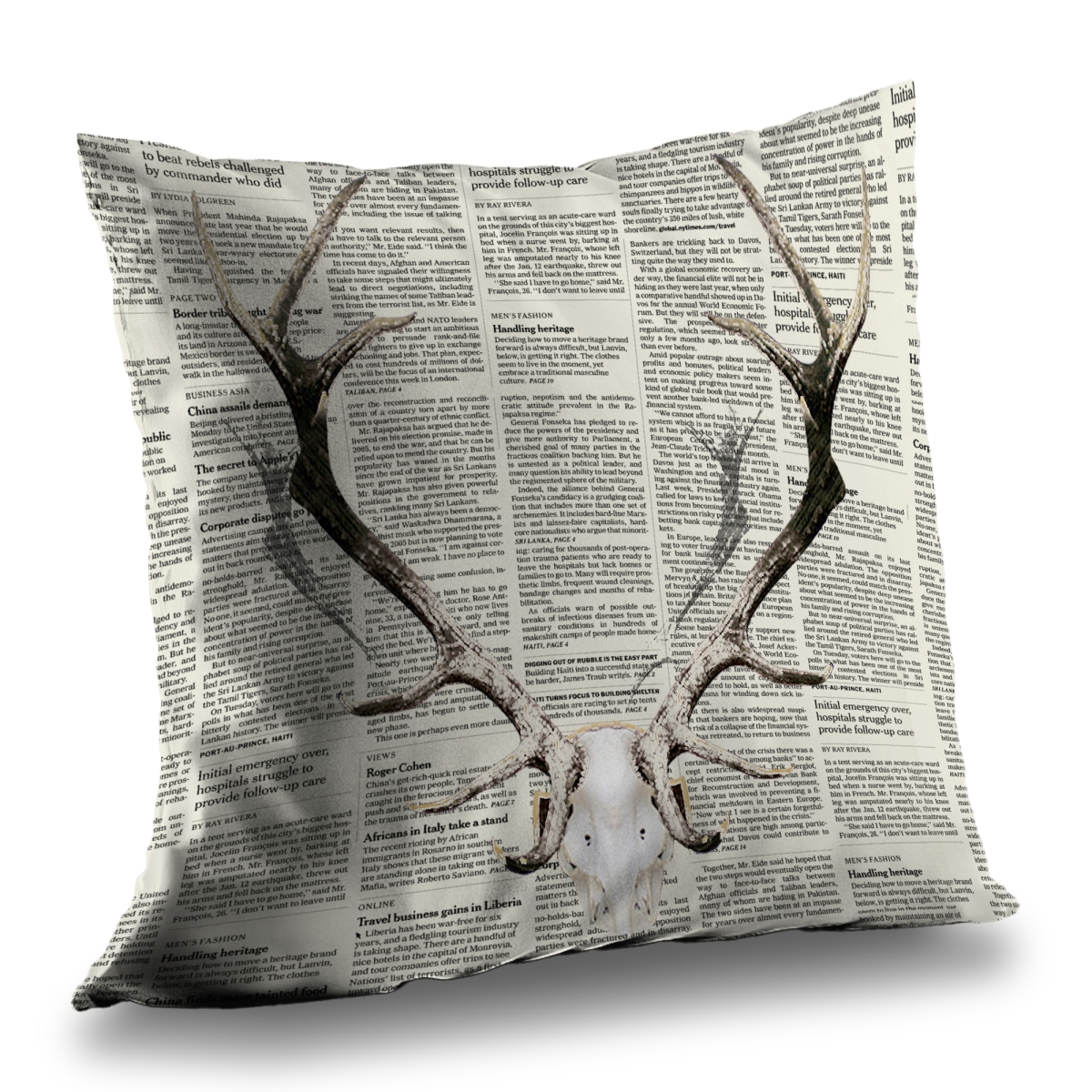 C1PT1414FUSJ6J 14 x 14 in. Deer Horns on Sapper Throw Pillow - Home Decor Insert