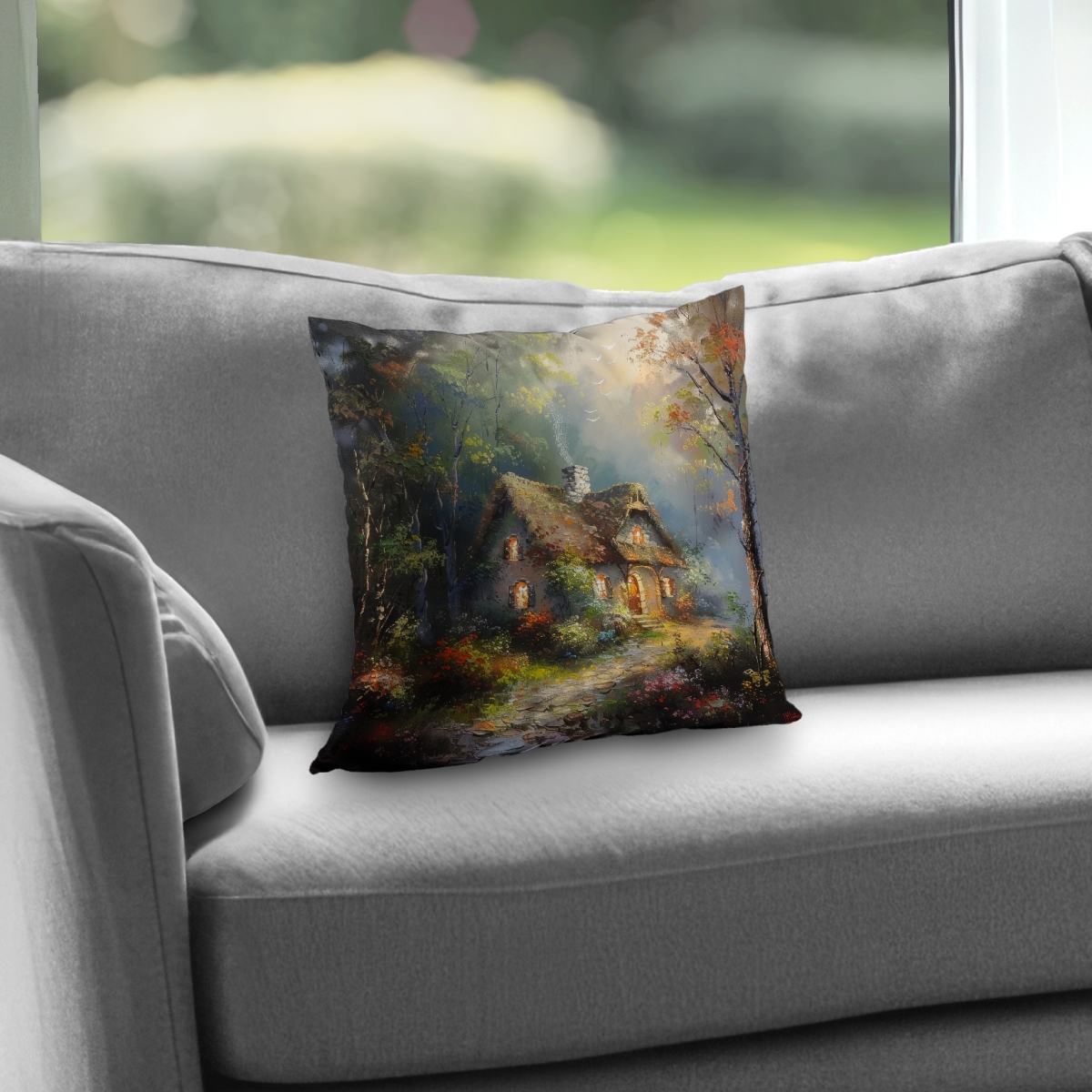 C1PT1414MYOV4D 14 x 14 in. Enchanted House Poly Twill Throw Pillow - Insert Included