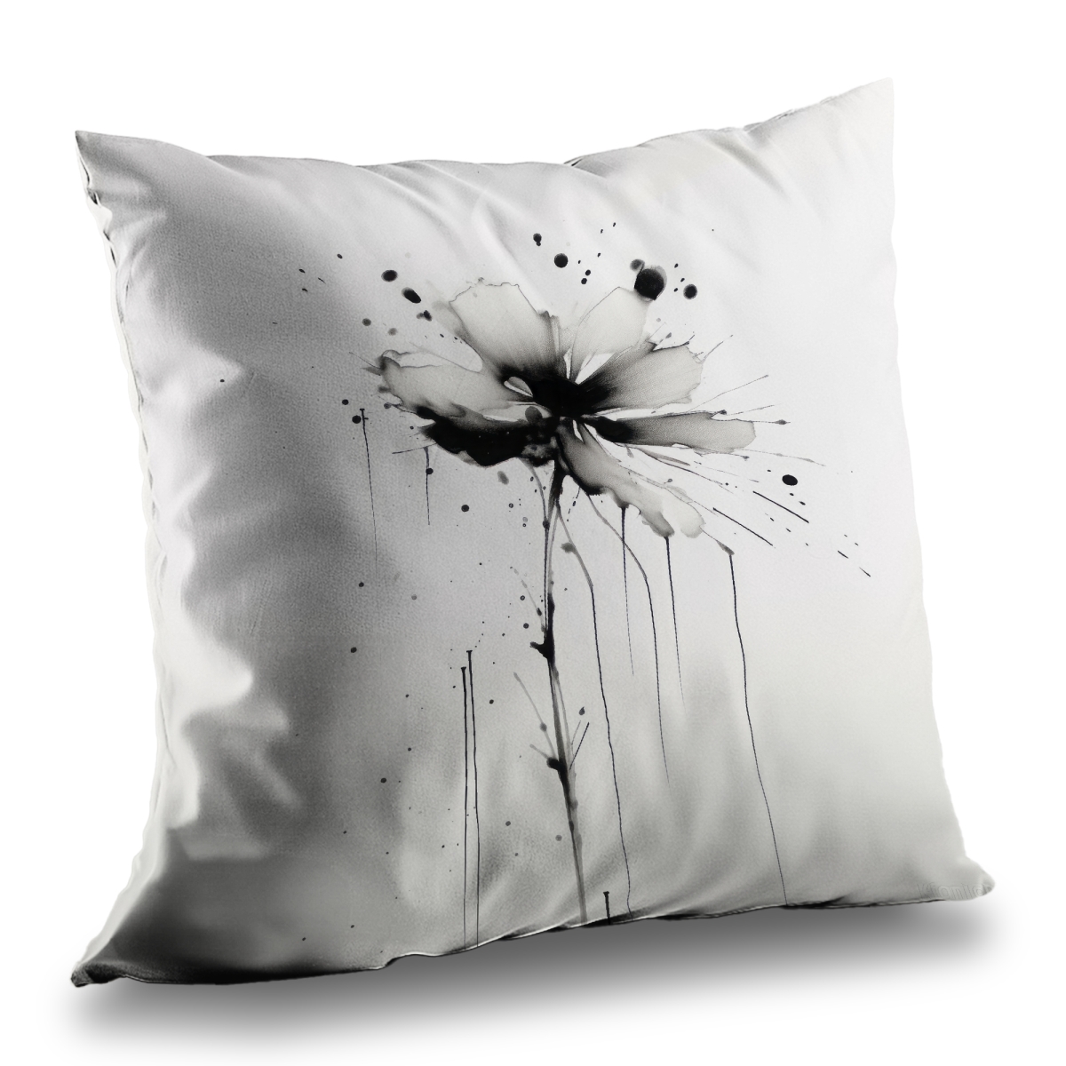 C1PT1414KYGGIC 14 x 14 in. Exploding Flower Minimalist Black Poly Twill Throw Pillow