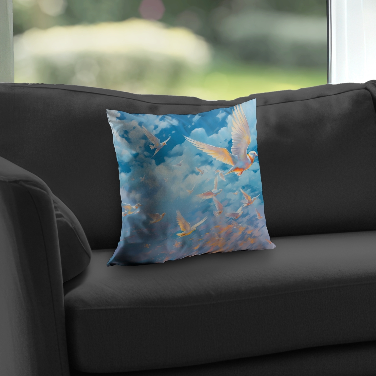 C1PT1414E2MWOM 14 x 14 in. The Flight Blue Bathroom Poly Twill Throw Pillow - Home Decor