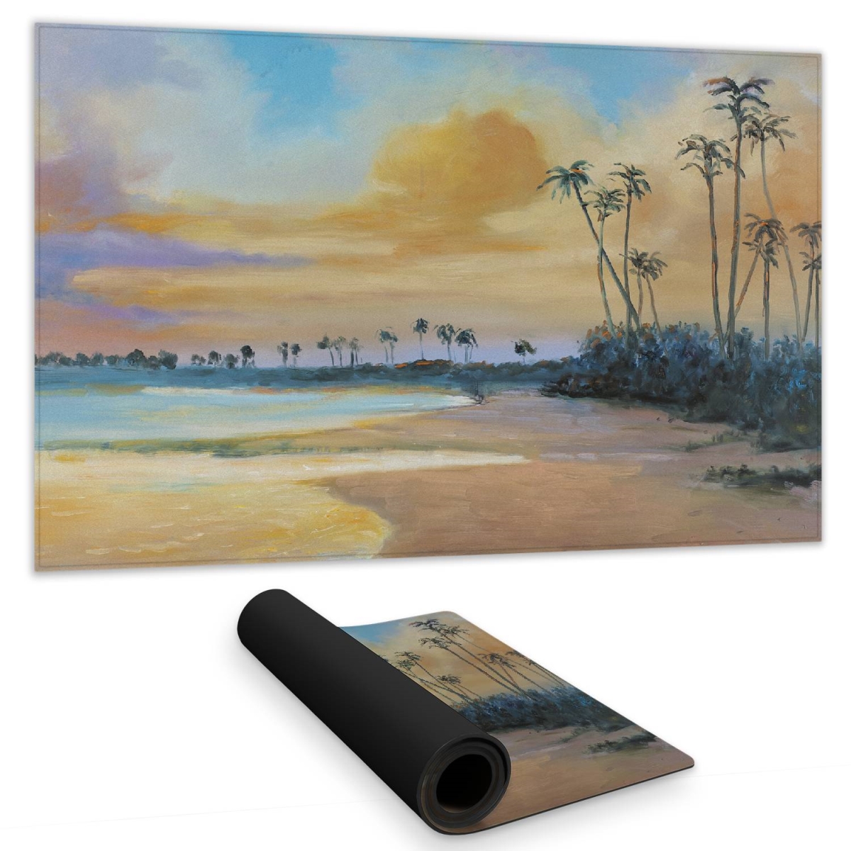 C1DM1424S4M203 14 x 24 in. Sunset by the Sea Trees Blue Bedroom Desk Mat - Home Decor