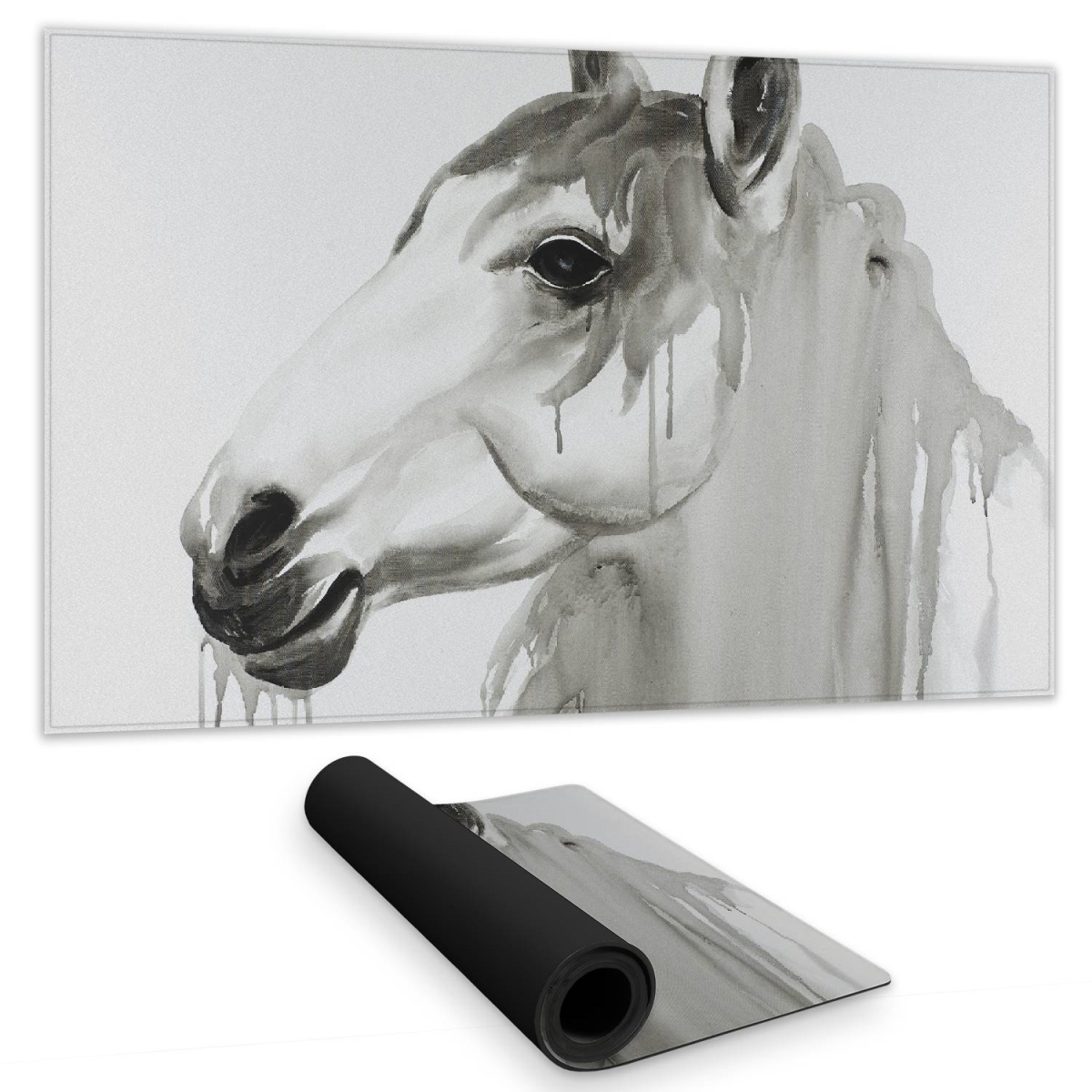 C1DM1424PUNX5R 14 x 24 in. Beautiful White Horse Desk Mat - Farm Animals Decor Mat