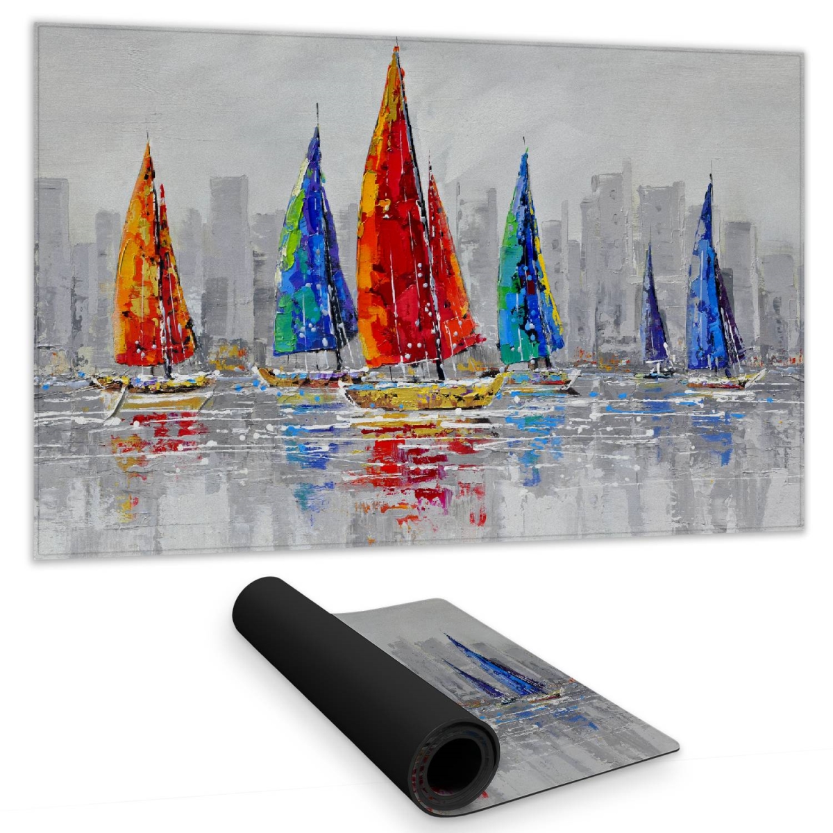 C1DM1424DFSYRQ 14 x 24 in. Colorful Boats Desk Mat - City-Inspired Home Decor