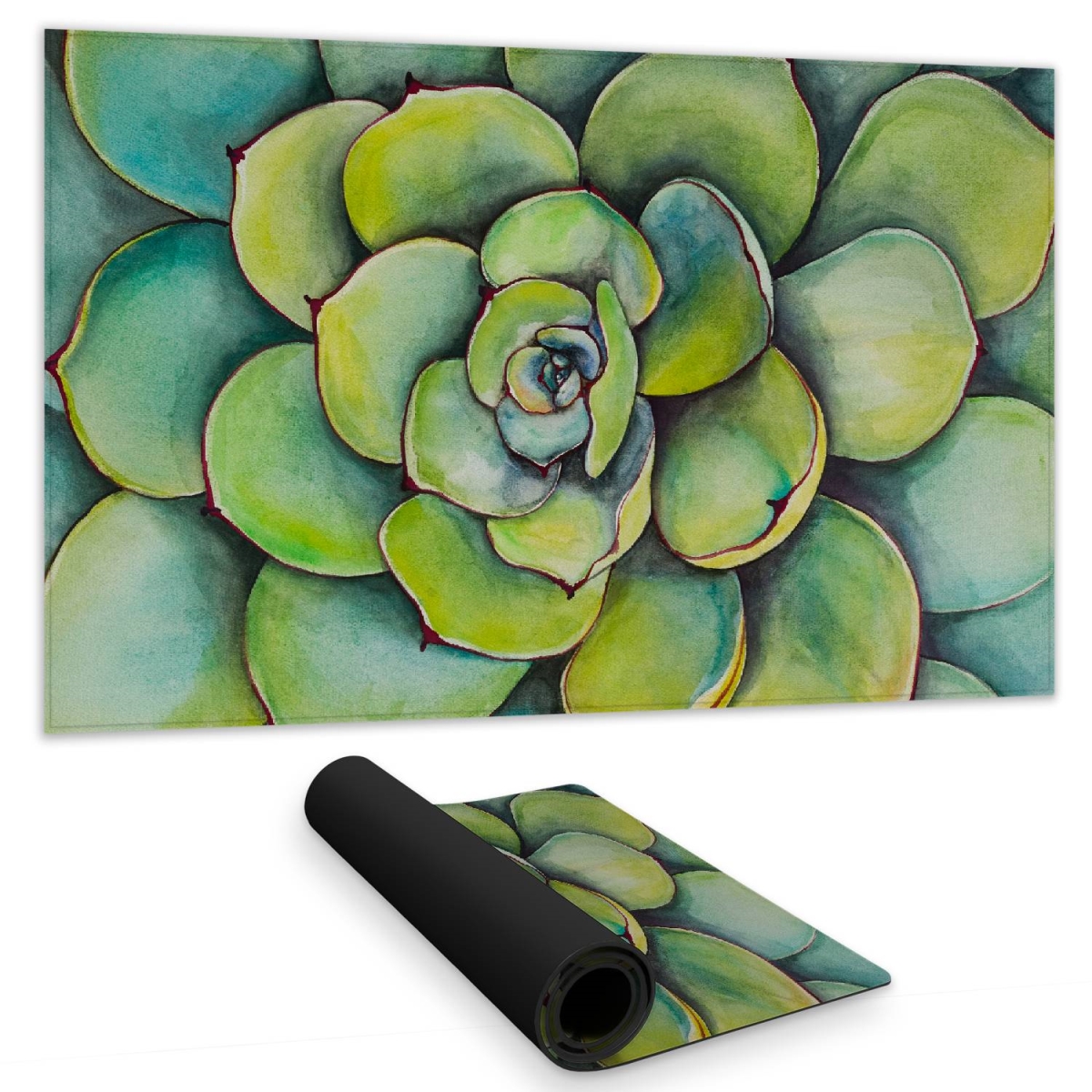 C1DM142449OX9M 14 x 24 in. Watercolor Succulent Plant Desk Mat - Exotic Floral Decor