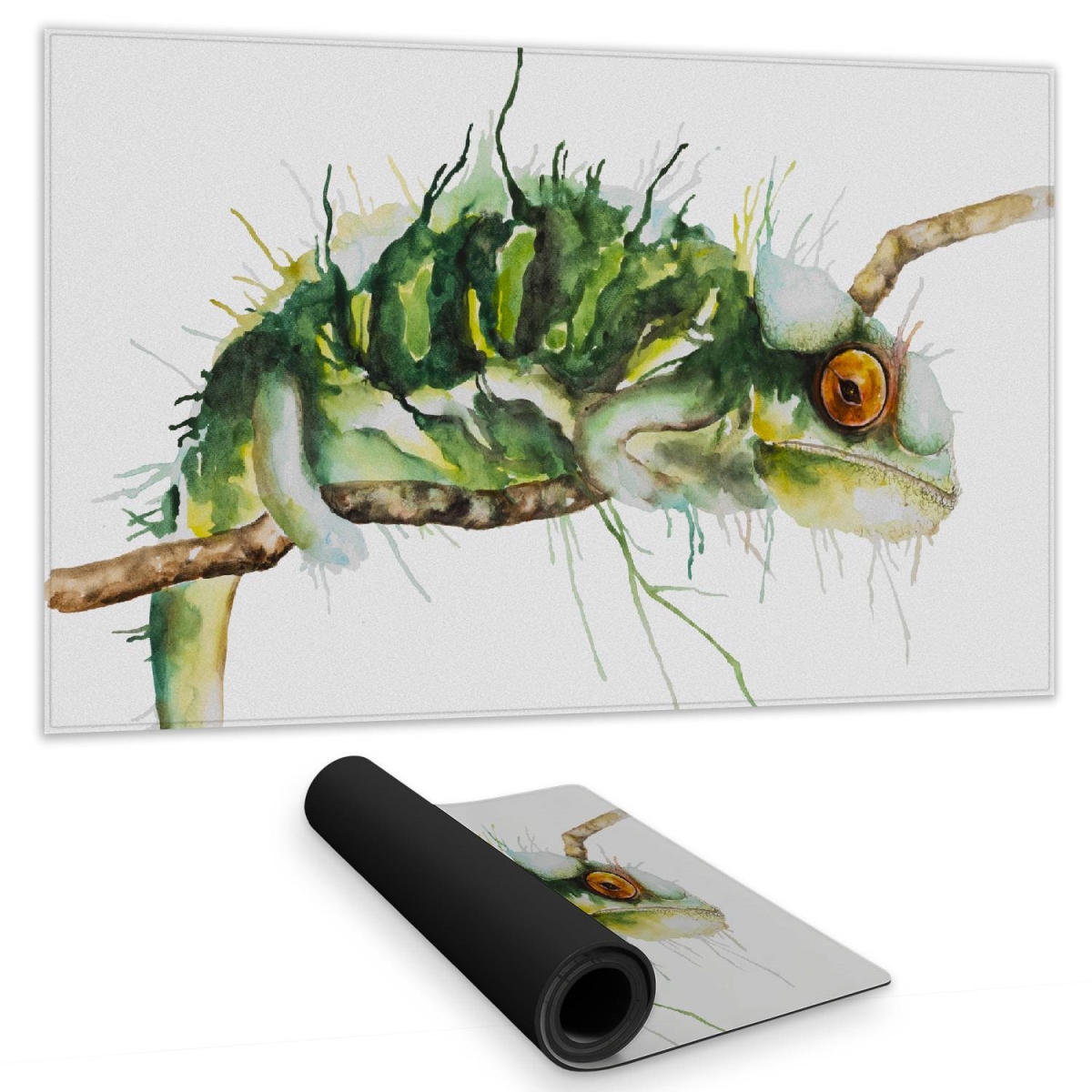 C1DM1424L89PJ0 14 x 24 in. Chameleon Desk Mat - Reptile Illustration for Home Decor
