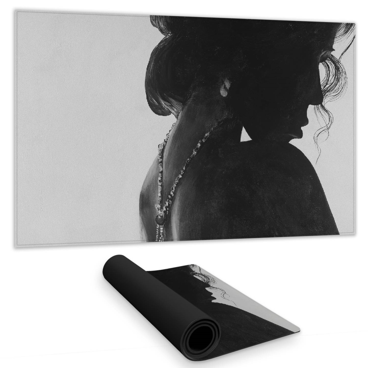 C1DM1424P1RCVV 14 x 24 in. Beauty Gray Desk Mat - Chic Woman with Jewels Home Decor