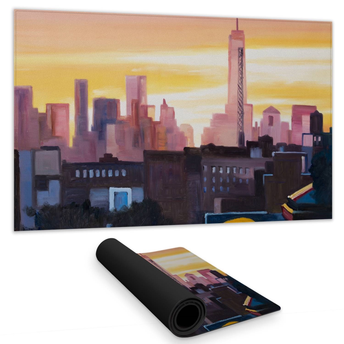 C1DM1424SIVHMW 14 x 24 in. Blue Desk Mat - Sunset Over Subway NYC - Home Decor