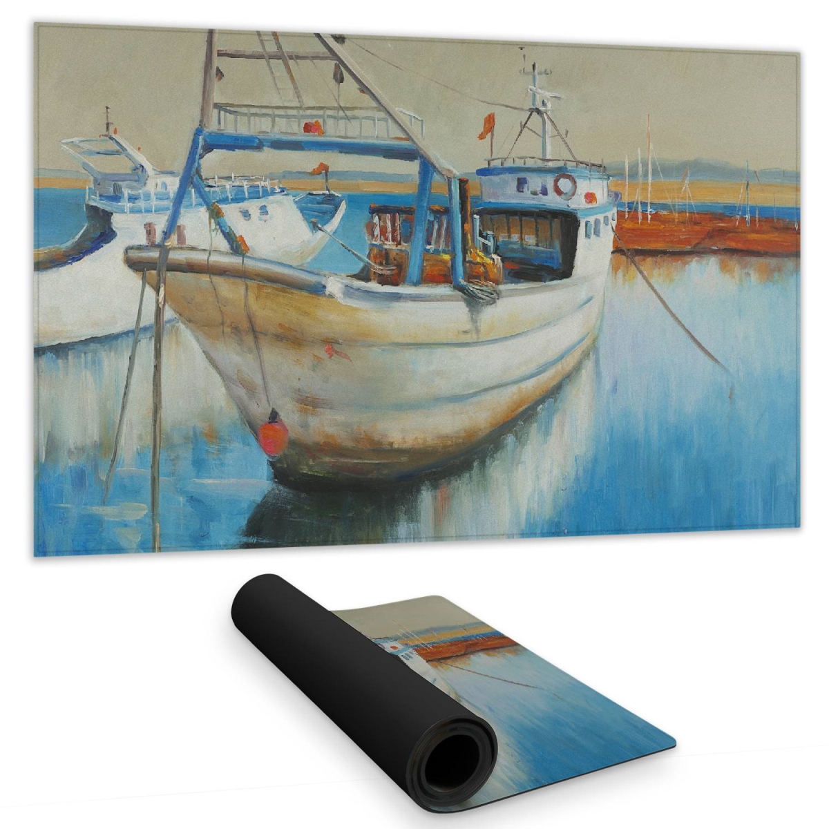 C1DM1424NSAC8G 14 x 24 in. Fishing Boat Coastal Desk Mat - Nautical Bedroom Decor
