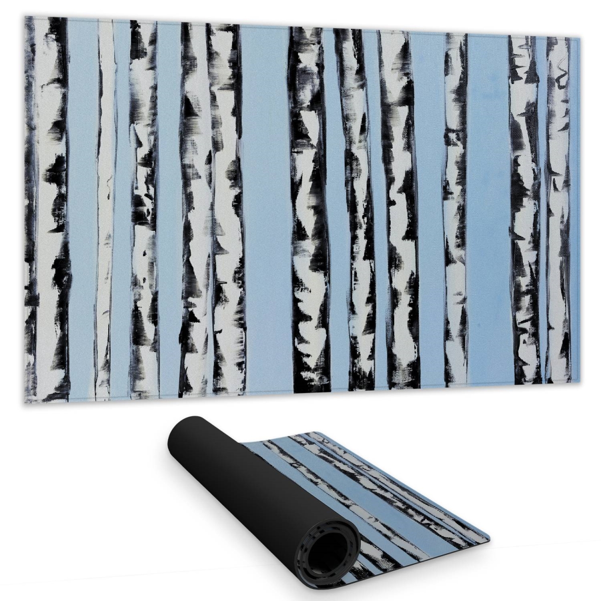 C1DM14243IFX8N 14 x 24 in. Birches on Blue Modern Desk Mat - Bedroom Decor - Home Office