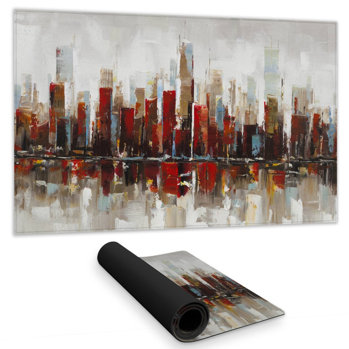 C1DM14241YADDB 14 x 24 in. Blue Industrial Desk Mat - Abstract Skyscrapers Home Decor