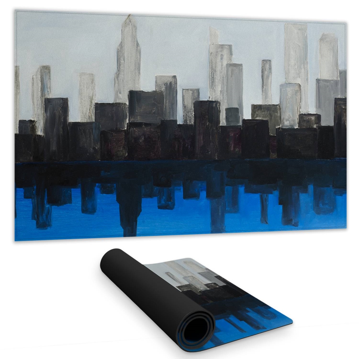C1DM1424W3KS0M 14 x 24 in. Contemporary Blue City Desk Mat - Home Decor Blue Desk Mat