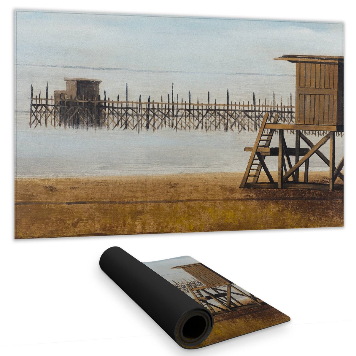 C1DM1424QJB8MK 14 x 24 in. Blue Sea Bedroom Desk Mat - Lifeguard Tower Beach Decor