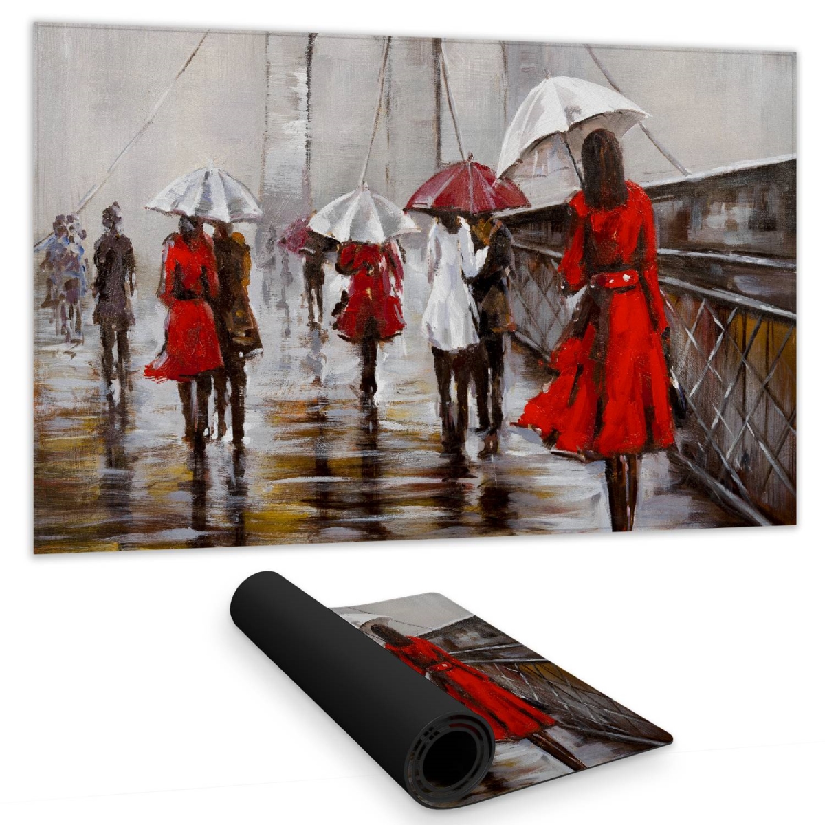 C1DM1424Y87J1K 14 x 24 in. Brown Building Desk Mat - Walk on the Brooklyn Bridge Decor