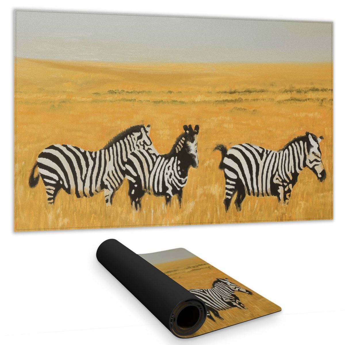 C1DM1424G74LZB 14 x 24 in. Yellow Herd of Zebra Desk Mat - Animal Bedroom Home Decor