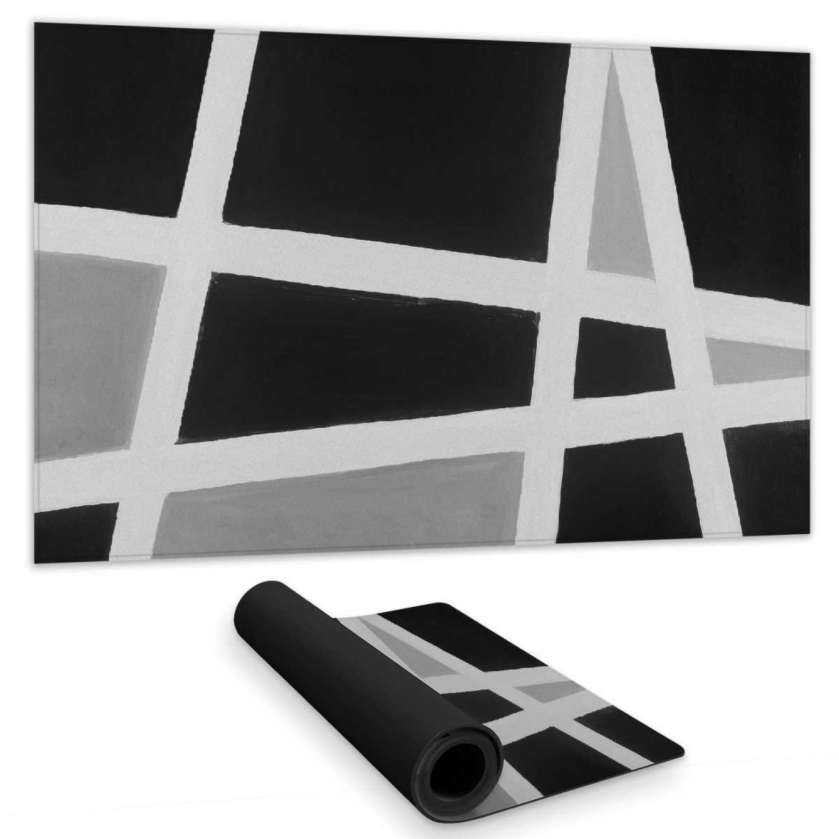 C1DM14245DVBJE 14 x 24 in. Monochrome White Desk Mat - Black & White Abstract Lines