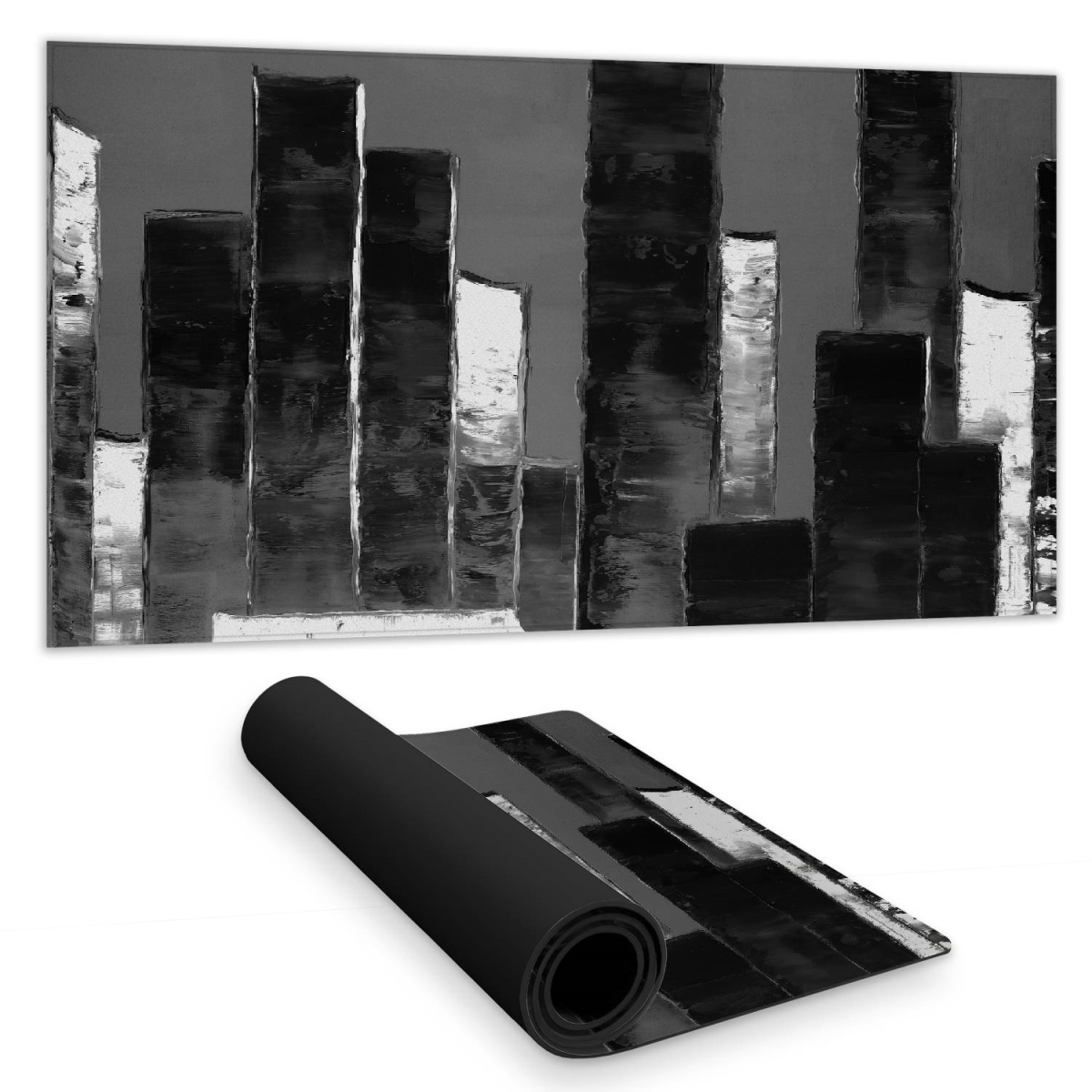 C1DM1531EKBWBC 16 x 32 in. Abstract Black & White Cities Desk Mat - Home Decor Accessory