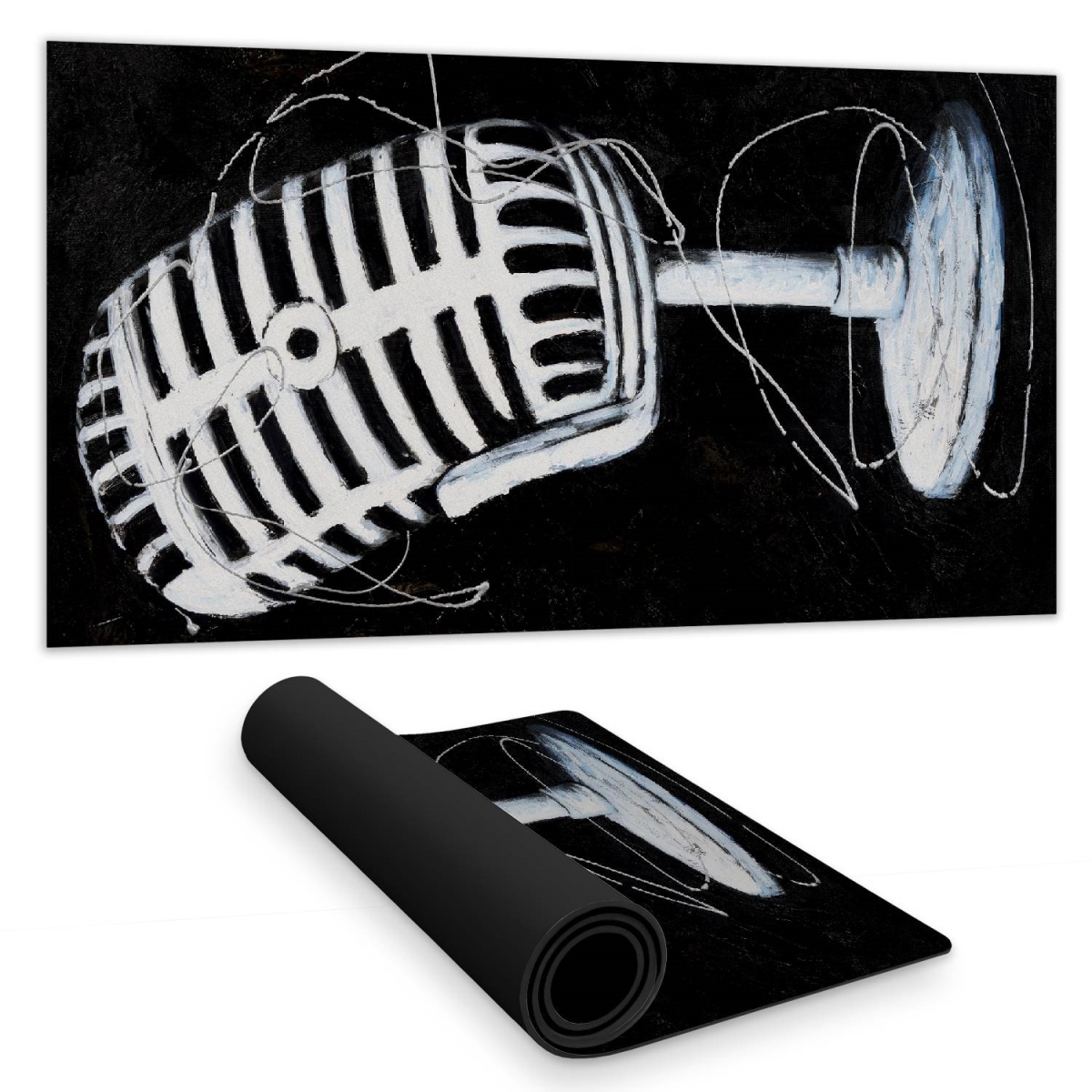 C1DM153121VBFW 16 x 32 in. Microphone Desk Mat - Modern Man Cave Decor - Home Office