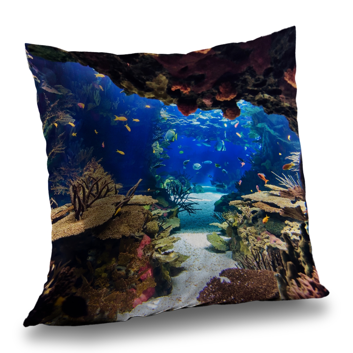 C1PT1414QFFIGS 14 x 14 in. Aquarium Poly Twill Throw Pillow with Insert - Home Decor