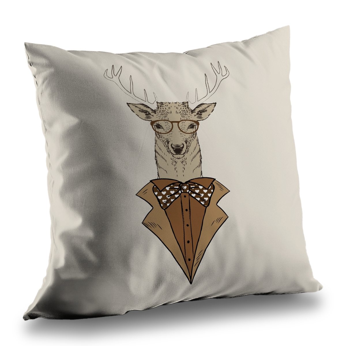 C1PT1414H5A6CT 14 x 14 in. Deer with Brown Coat Pillow - Bedroom Animals Home Decor