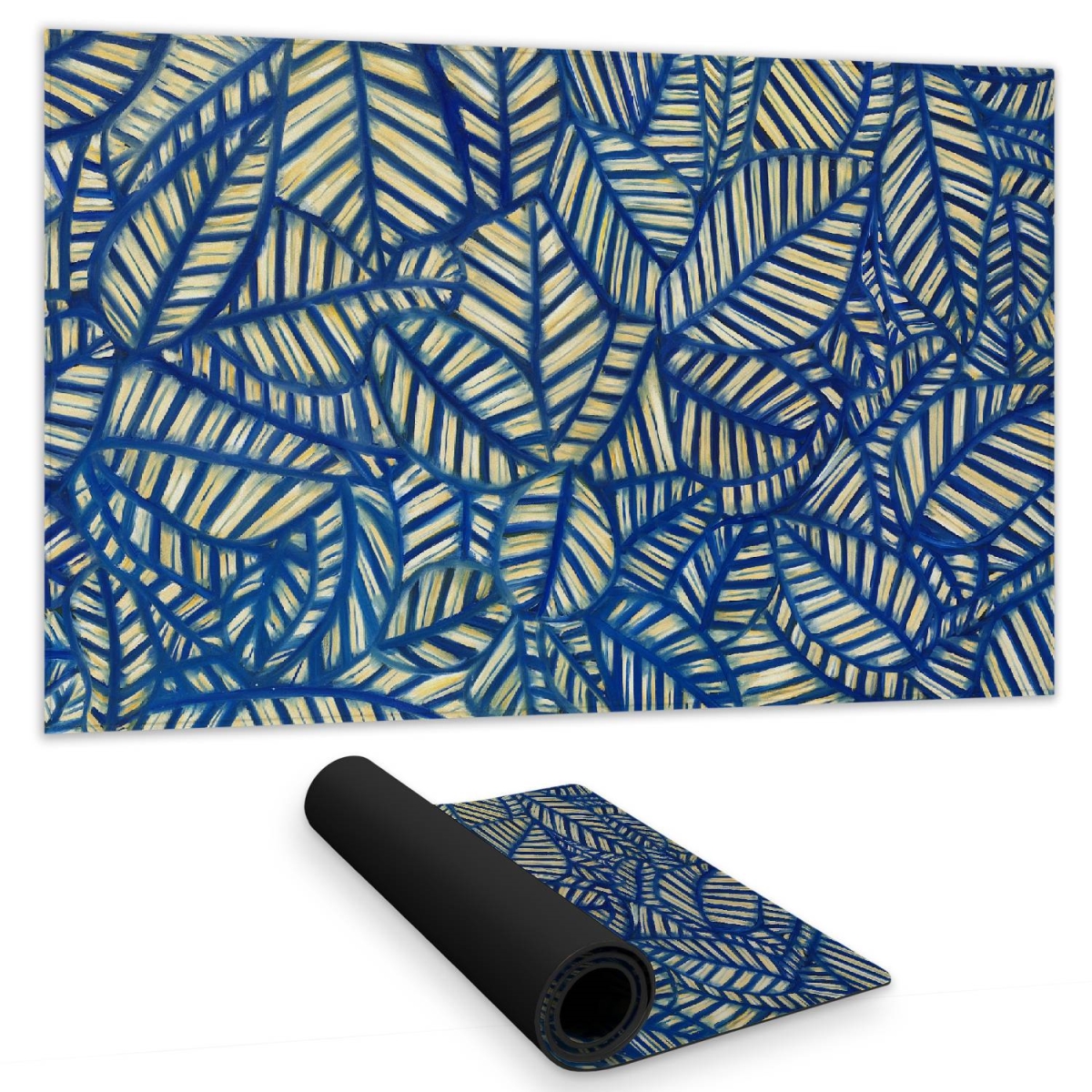 C1DM14245M3ZLS 14 x 24 in. Blue Leaves Pattern Desk Mat - Illustrative Home Decor