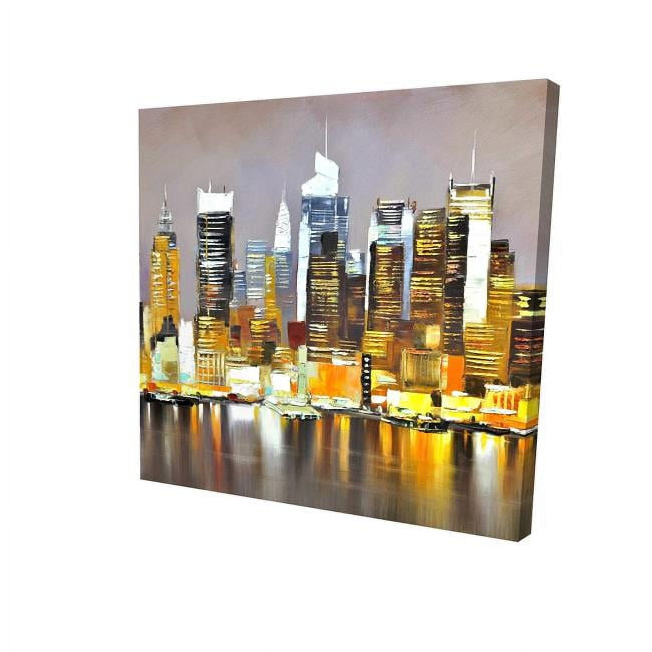 12 x 12 in. Texturized Skyscrapers by Night-Print on Canvas
