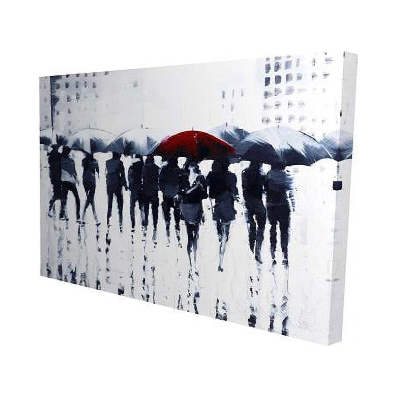 12 x 18 in. Silhouettes Walking in the Rain-Print on Canvas