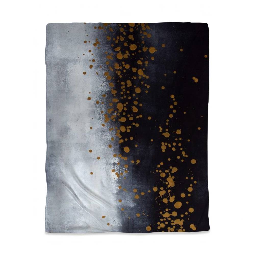 3817-HWCT-AB53 Gray Abstract Twin Size Duvet Cover - Two Shades of Gray with Gold Dots