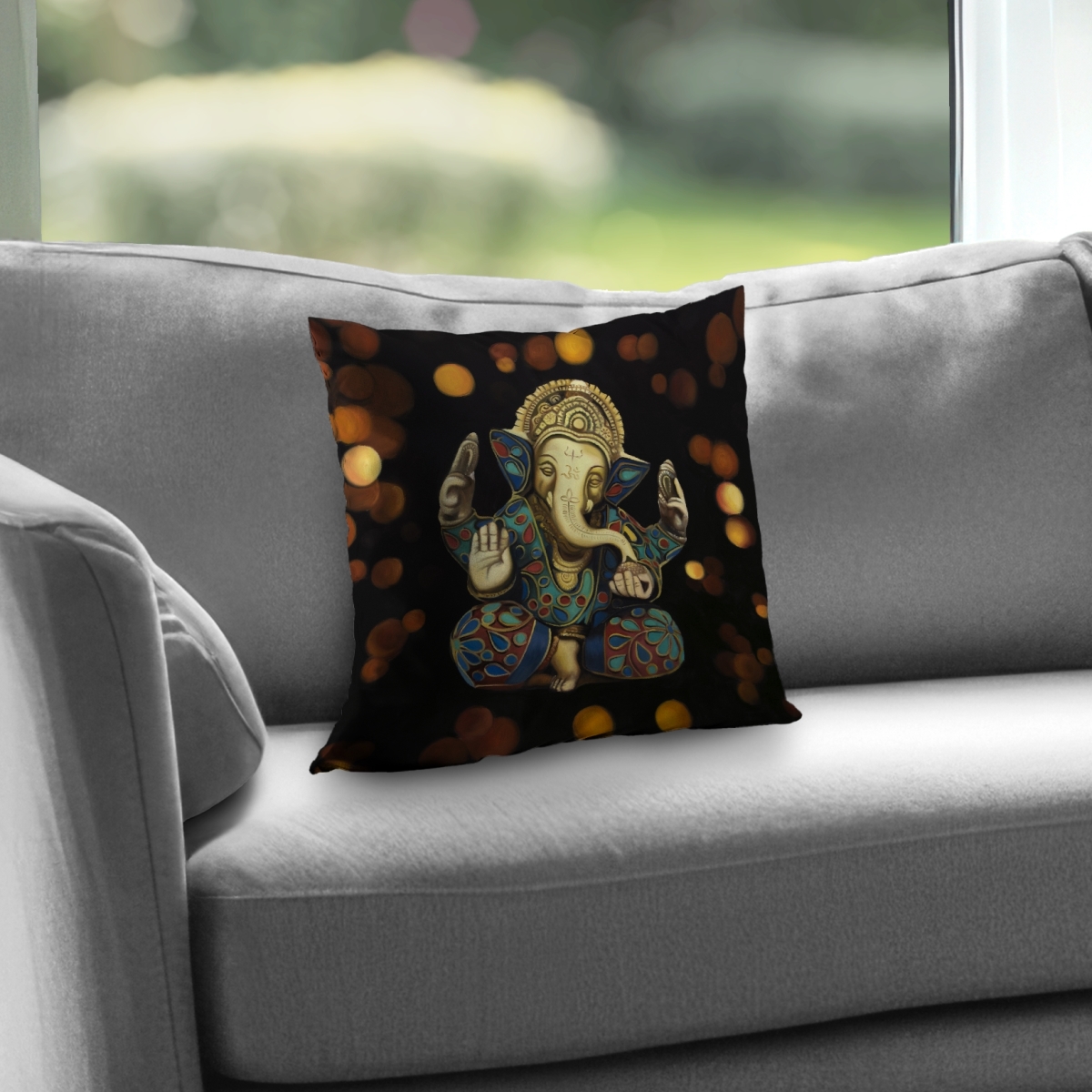 C1PT14140SCV12 14 x 14 in. Ganesh Asian Elephant Poly Twill Throw Pillow - Home Decor