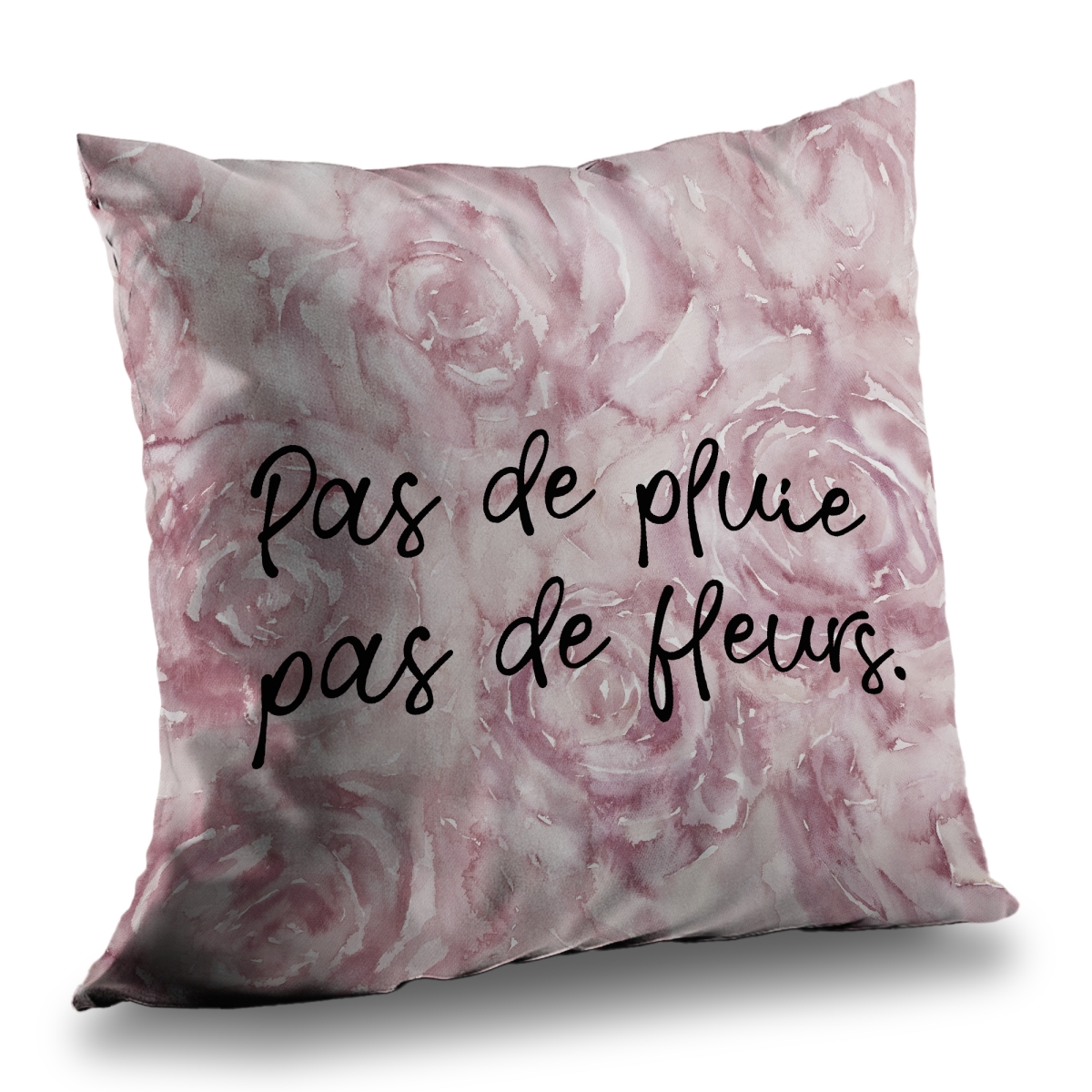 C1PT1414531QHX 14 x 14 in. Pas De Pluie Pas De Fleurs Pink Poly Twill Throw Pillow - Home Decor