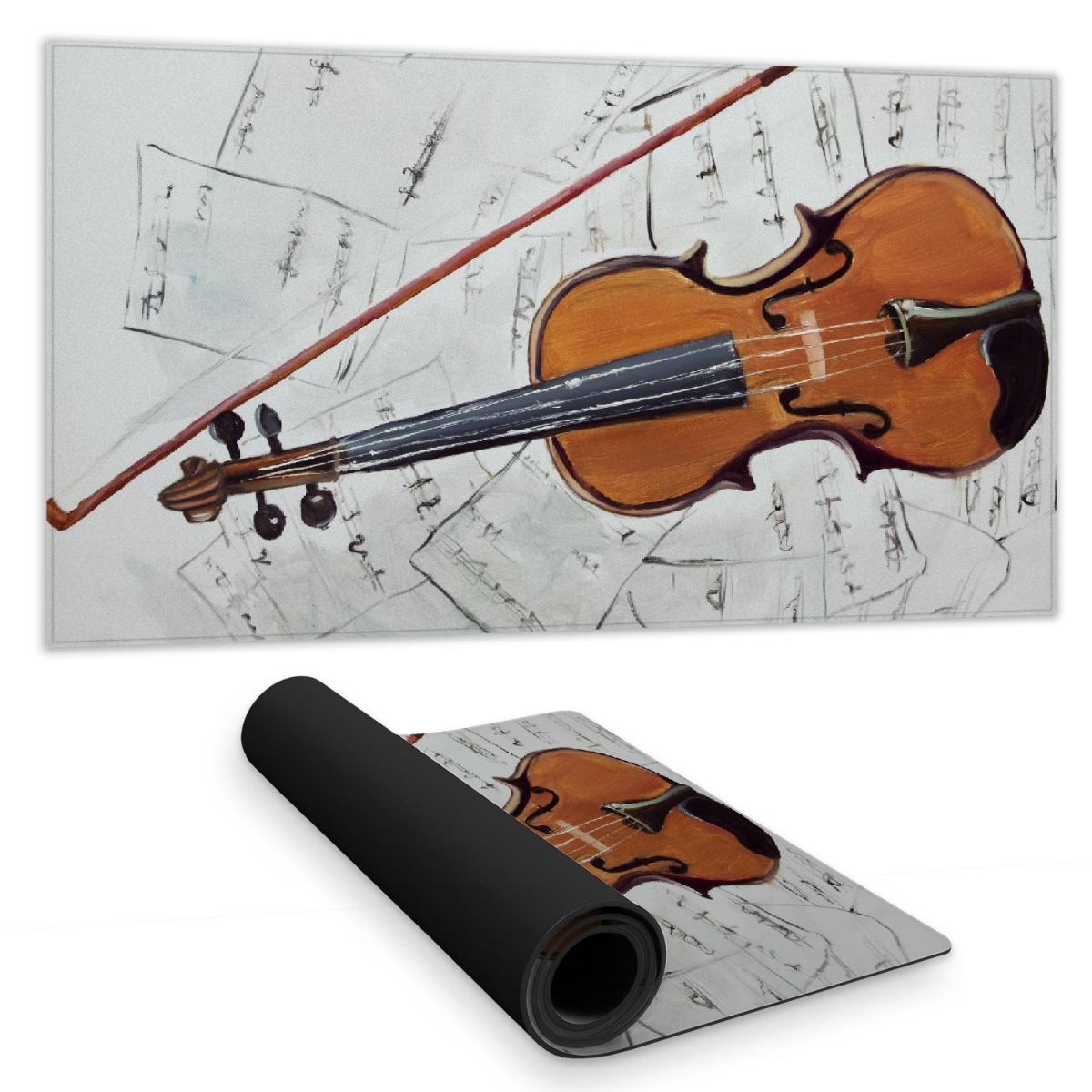 C1DM1531GUUUD1 16 x 32 in. Violin on Music Sheet - Instrument Bedroom Desk Mat Decor