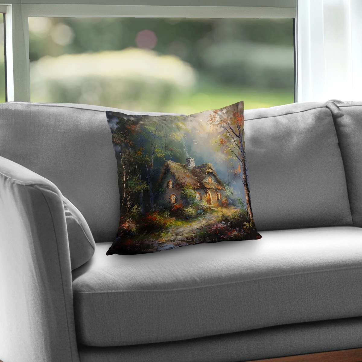 C1PT1616215AY8 16 x 16 in. Enchanted House Gray Poly Twill Throw Pillow Insert - Home Decor