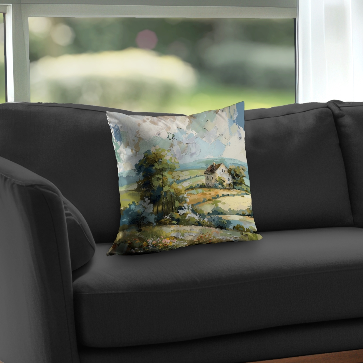 C1PT161637XF0B 16 x 16 in. On the Plain Green Poly Twill Throw Pillow - Home Decor Insert