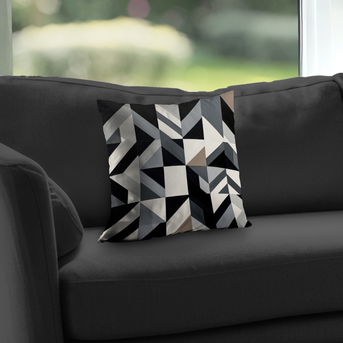 C1PT14149KYN1H 14 x 14 in. Grid Minimalist Gray Poly Twill Throw Pillow - Home Decor Insert