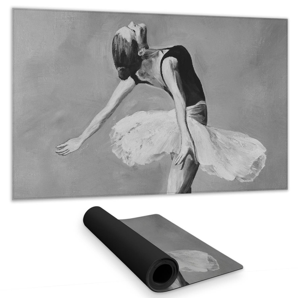 C1DM1424W6FBDY 14 x 24 in. Classic Ballet Dancer Monochrome White Desk Mat - Home Decor