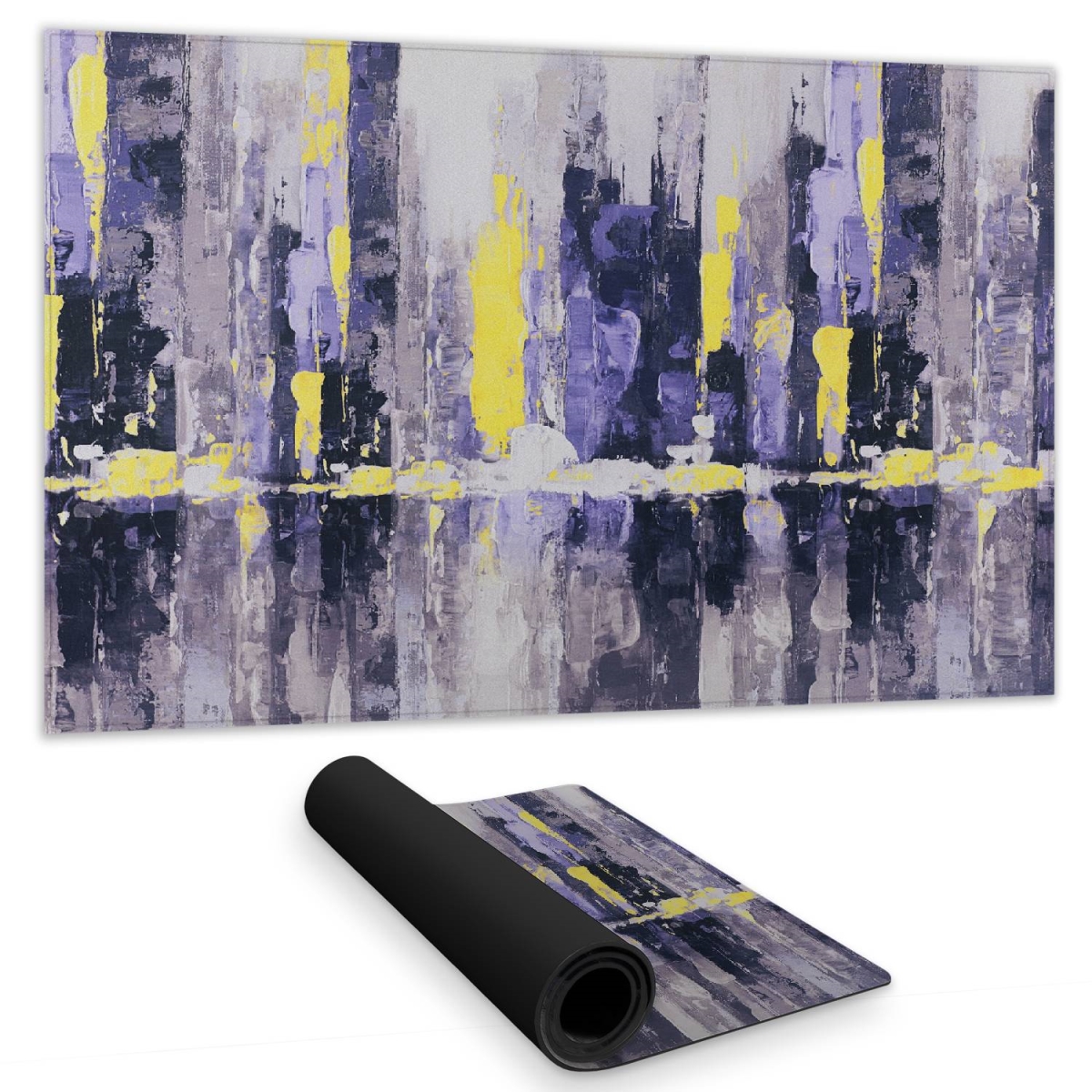C1DM1424F5OMII 14 x 24 in. Yellow Bedroom Desk Mat - Abstract Purple City Home Decor