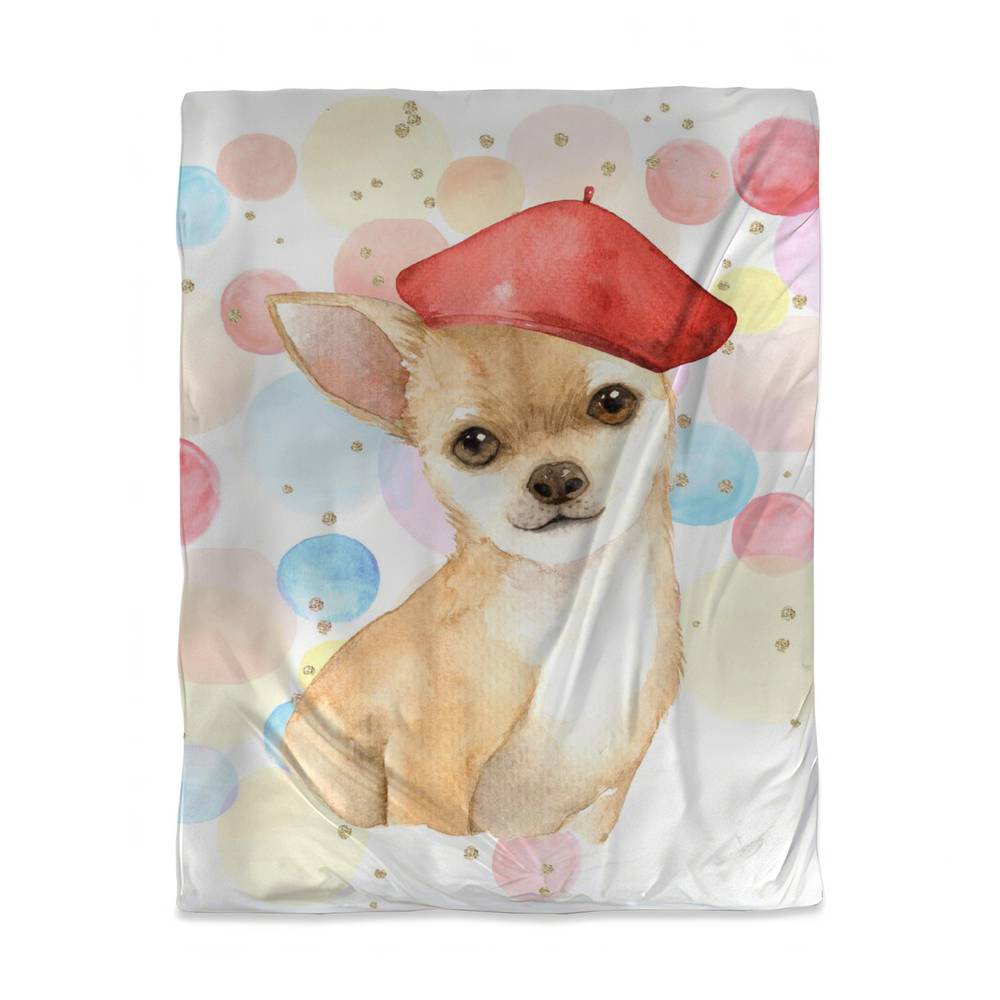 3817-VWCT-CH5-1 Chihuahua Dog Artist Red Twin Size Duvet - Animal Bedroom Decor