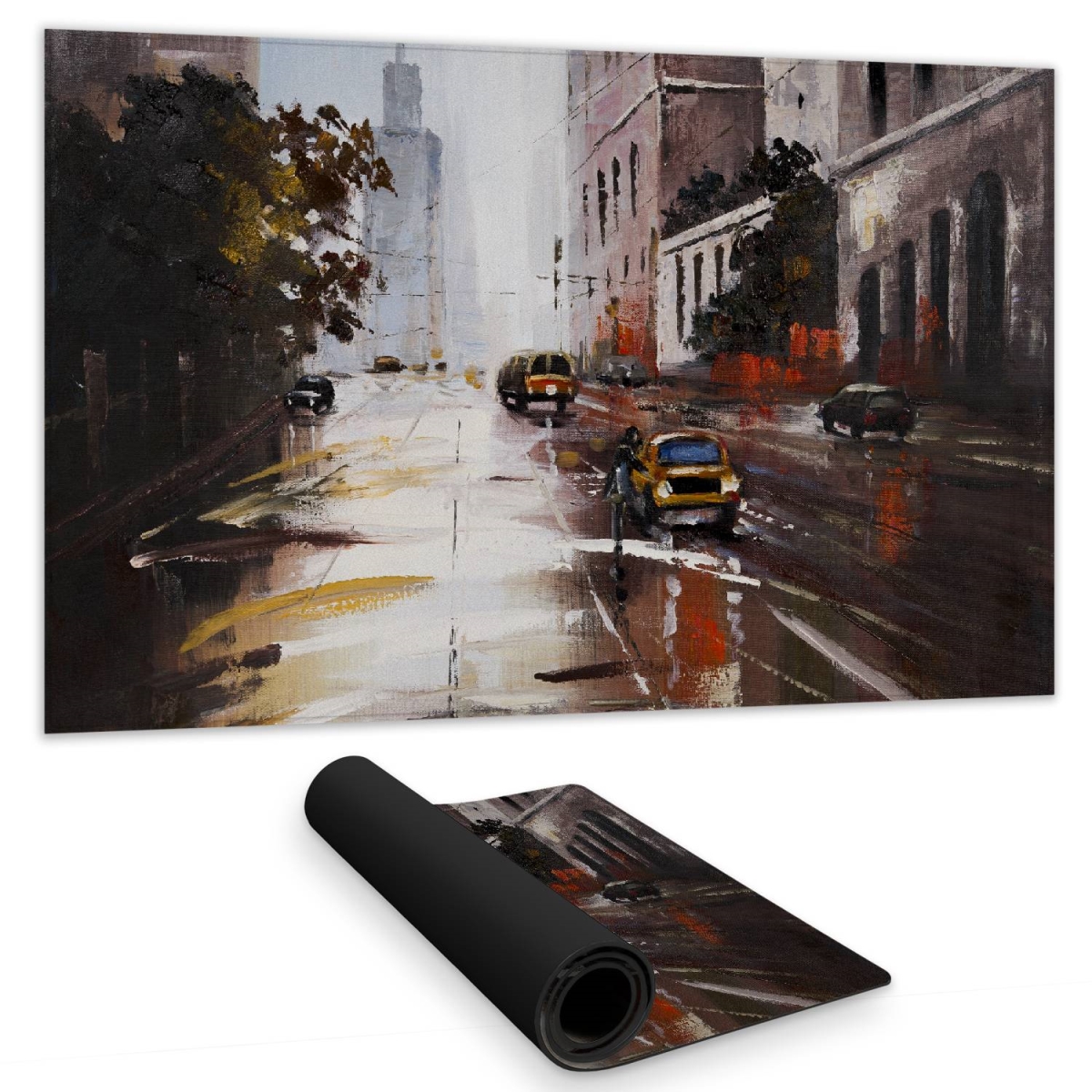 C1DM1424RQ2J9M 14 x 24 in. Morning Street Scene Brown Desk Mat - Bedroom Home Decor