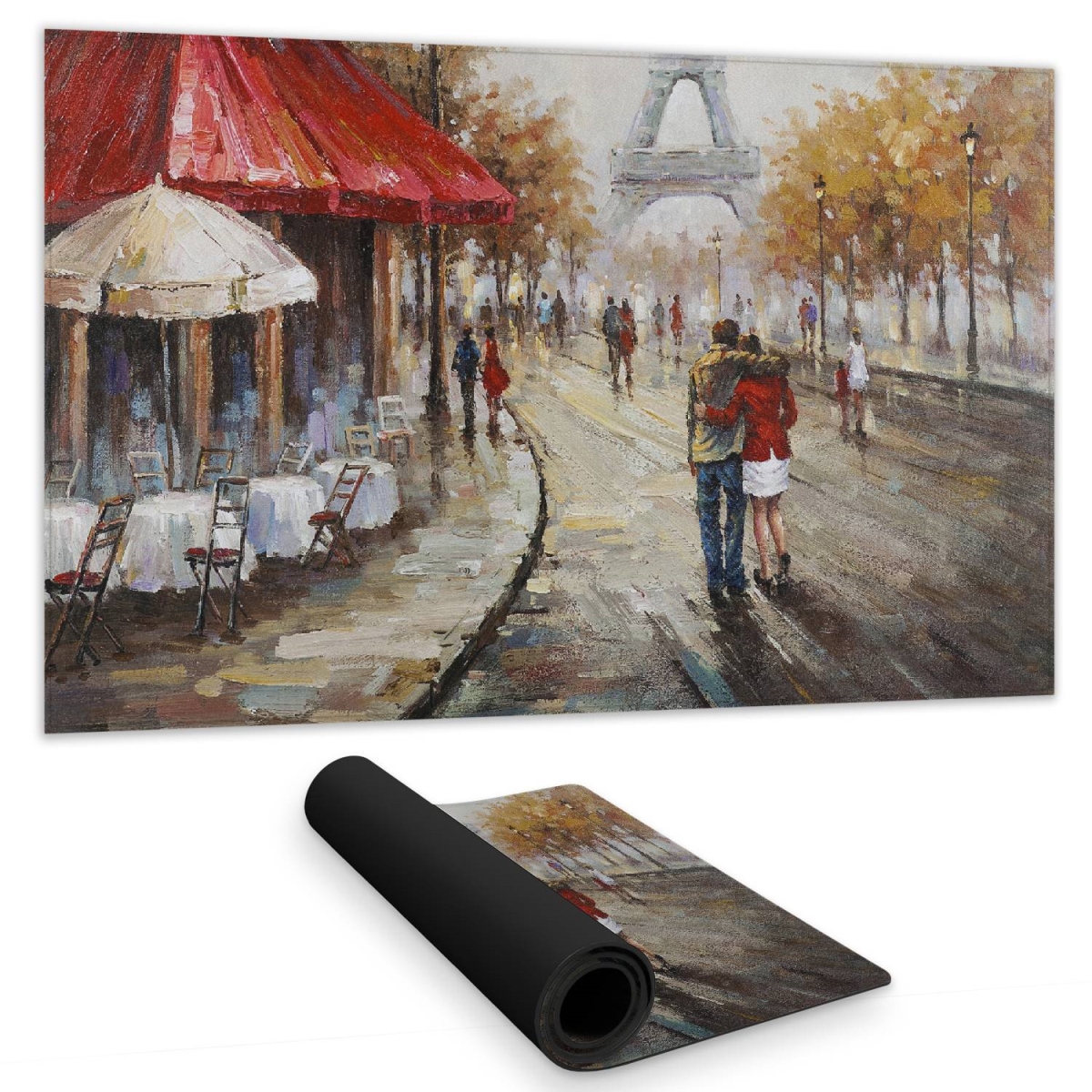 C1DM14243Q6UEN 14 x 24 in. Bedroom Desk Mat - Couple Walking in Paris Street Decor