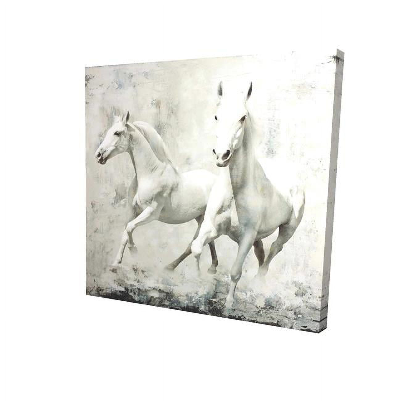 16 x 16 in. Two White Horse Running-Print on Canvas
