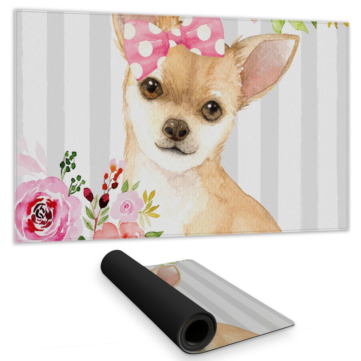 C1DM1424F24BX3 14 x 24 in. Chihuahua Dog White Desk Mat - Bedroom Decor - Cute Home Decor