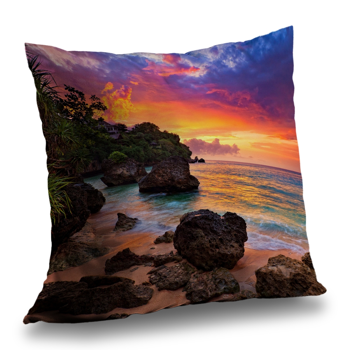 C1PT1414K0CA5K 14 x 14 in. Rainbow Island Poly Twill Throw Pillow - Home Decor Pillow